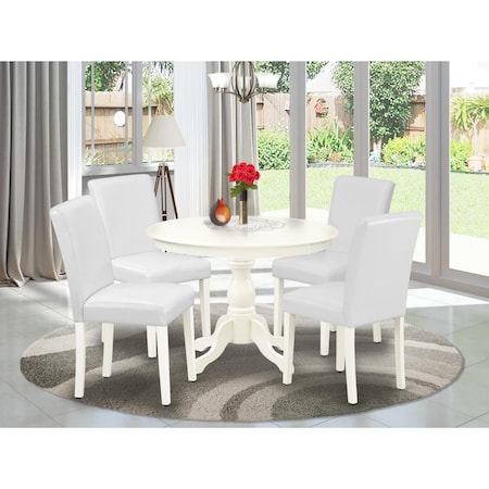 East West Furniture 5 Piece Hartland Dining Table Set - Linen White HBAB5-LWH-64